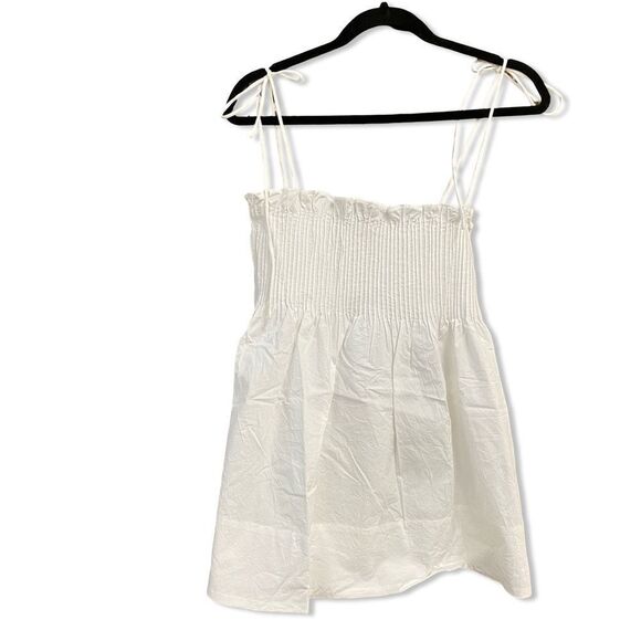 NWT HELSA Crinkle Pleated Tunic white smocked baby doll top blouse Revolve XXS - Picture 8 of 11